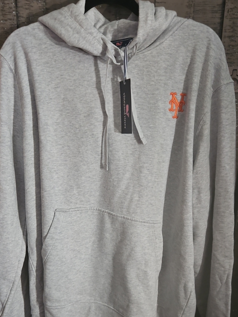Ny Mets Light Gray Hoodie with Orange NY Logo - Vineyard Vines